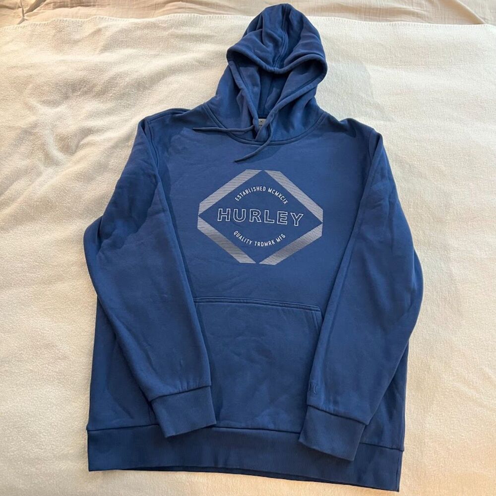 Men's Hurley Blue Hooded Sweatshirt Front Pouch, Size XL